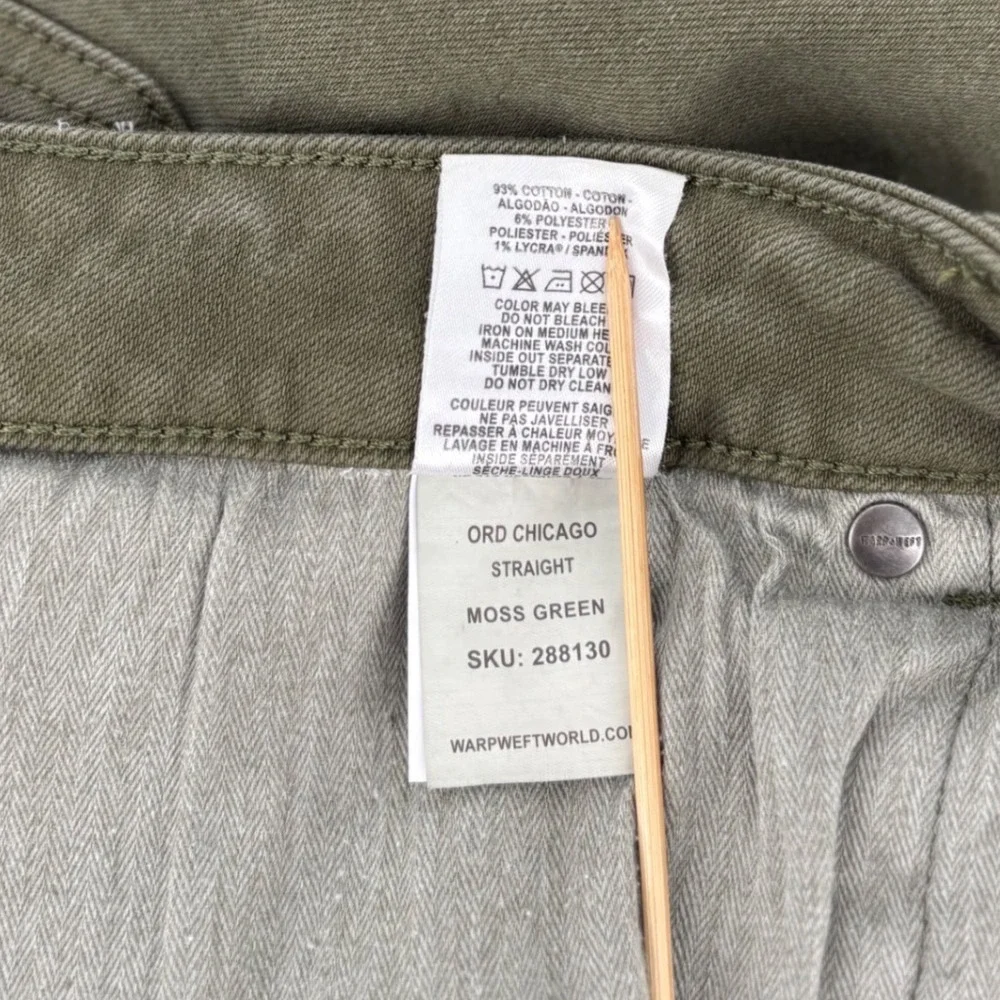 Warp‎ + Weft ORD Chicago Straight Leg Pants Mens 38x30 Moss Green 288130